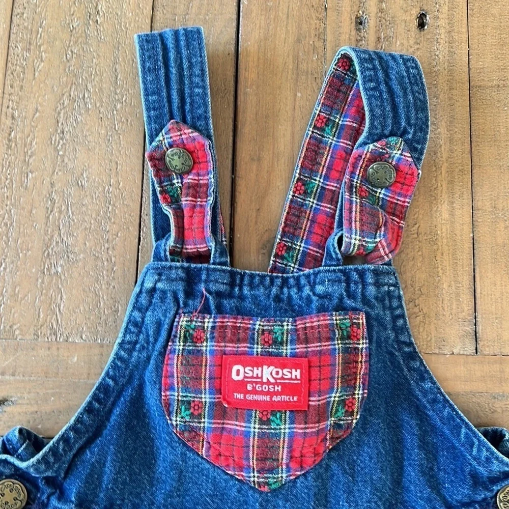 Oshkosh vintage plaid jean jumper